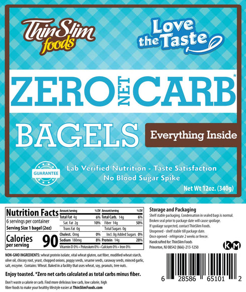 4 Pack (6 Pack) ThinSlim Foods Keto Bagels | Keto Bread Alternative | Low Carb Everything-Inside, Zero Net Carb Bagels