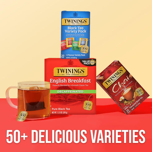 Pack 20 Count (Pack 6), 120 Twinings Variety Black Tea Bags, of Includes English Breakfast, Early Grey, Irish