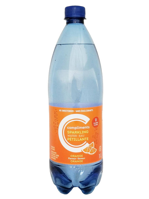 Compliments Orange Flavored Sparkling Water, 1L/35.2 fl oz
