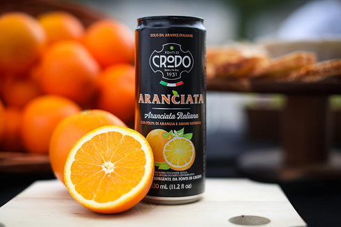 11.2 Oz. (Pack 24) Fonti Di Crodo Aranciata, Italian Sparkling Orangeade, Cans