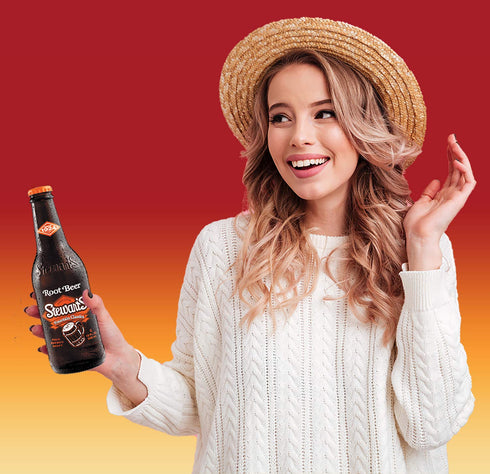 (12 Stewart's Root Beer bottles)