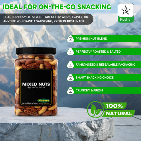 Mix Nuts Roasted & Salted Premium Nut Blend in Resealable Jar Almonds, Cashews, Walnuts, Pecans, Pistachios Pantry