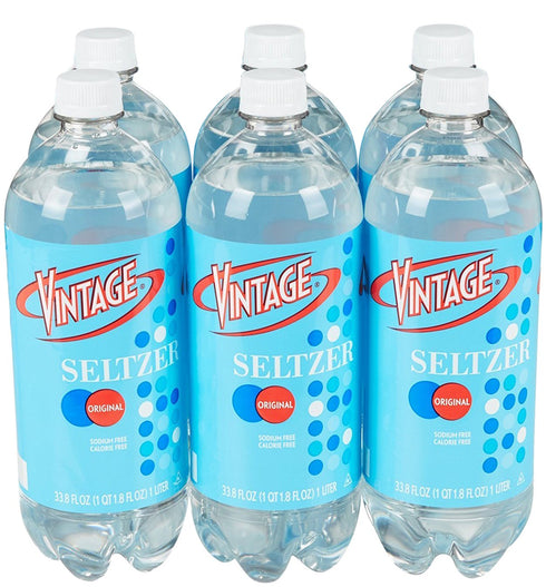 Vintage Seltzer Water, 33.8 fl oz Bottle (6-Pack)