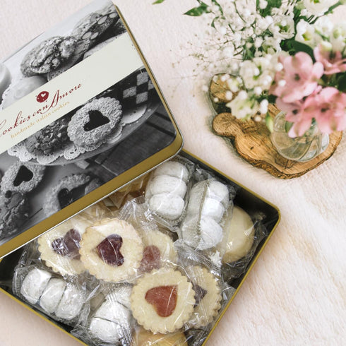 30 2Lb Assorted Italian Cookies Gift Box, Over Individually Wrapped Traditional Gourmet Cookies - Square Tin