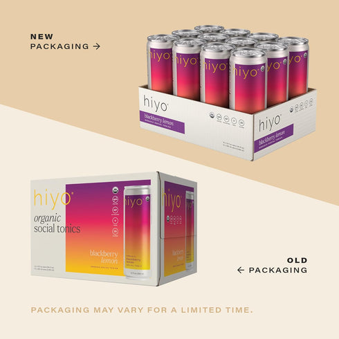 12 Pack Hiyo Organic Social Tonic - Blackberry Lemon, - N.A. Functional Seltzer, Sparkling Water Crafted with Organic
