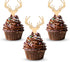 Wooden Deer Cupcake Toppers, Antler Cake Picks, Rustic Country Party Decoration Supplies, 24 Counts