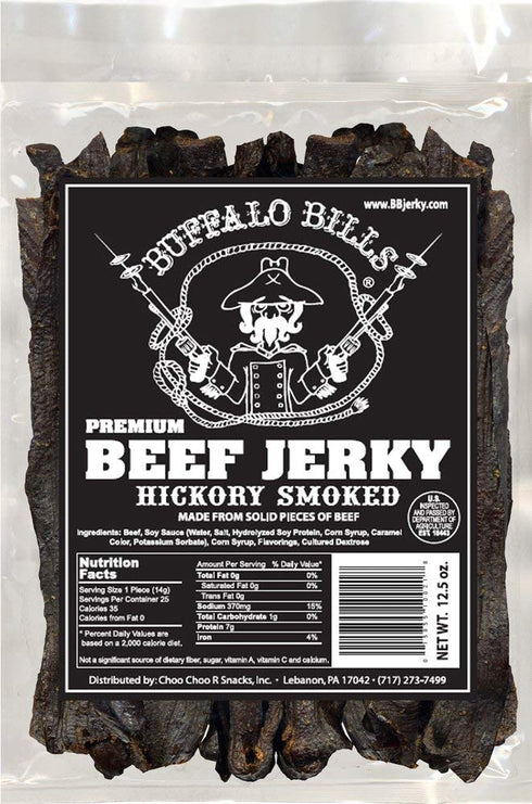 Buffalo Bills 12.5oz Premium Hickory Beef Jerky 7 Strips (25 hickory smoked