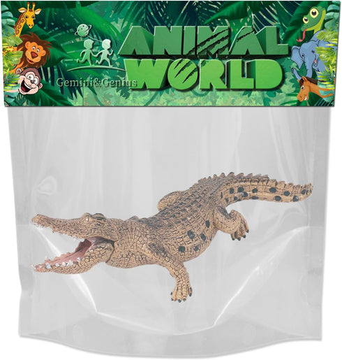 Gemini&Genius Crocodile Safari Animal Action Figure Toy with Moveable Jaw for Kids