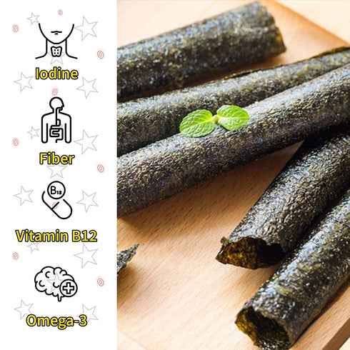Big Roll Grilled Seaweed Snacks by Tao Kae Noi - BBQ Flavor Nori Sheet Rolls, Healthy Snacks, 6 Pack
