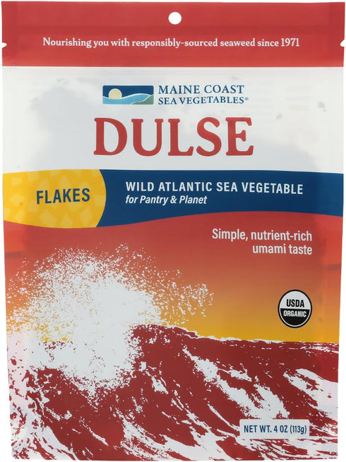 Maine Coast Sea Vegetables Organic Dulse Flakes | Seaweed Snacks | Rich