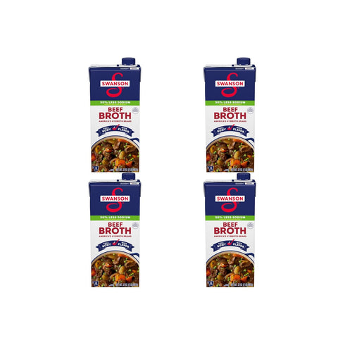 Swanson Lower Sodium Beef Broth, 32 oz Carton (Pack of 4)