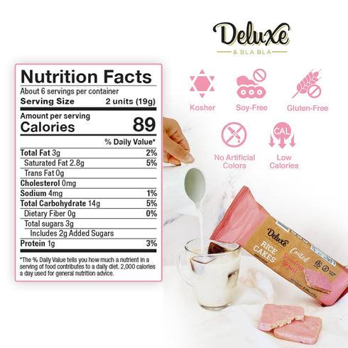 Pack 3 (Pack 3, Deluxe & Bla Bla Thin and Crispy Strawberry Yogurt Chocolate Rice Cakes, Kosher Certified Dairy, Gluten