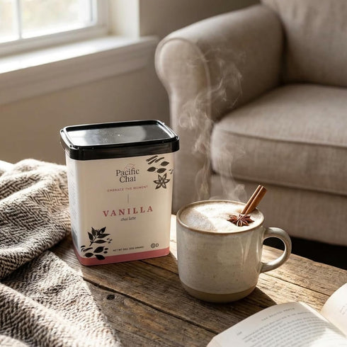 Pacific Chai 9 (Pack 1) Vanilla Chai Latte, Instant Powered Dry Chai Tea Latte Beverage Mix, Gluten Free, Kosher, Ounce