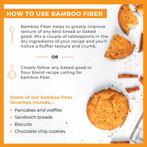 (1.5 lb) 0g Bamboo Fiber Net Carbs, Keto Fiber for Keto and Low Carb Baking, Improves Texture of Keto Baking