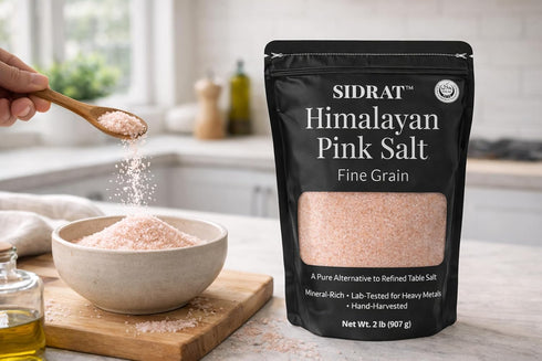 SIDRAT (1 lb, 2 lb) Himalayan Pink Salt Fine, Kosher Certified Fine Grain Pink Himalayan Salt for Cooking, Unrefined
