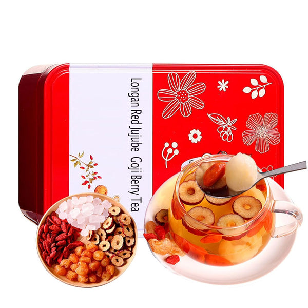Longan Red Date Goji Tea, 4.58oz Guiyuan Jujube Wolfberry Combination Flower Fruit Teabags