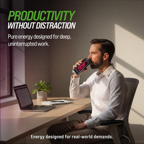 12 oz (Pack 12) CAF Energy Paraxanthine Energy Drink, Caffeine Alternative, Sugar Free, Raspberry Passionfruit, Smooth