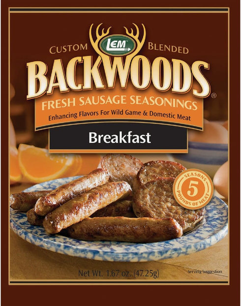 LEM BACKWOODS BREAKFAST FRESH SAUSAGE SEASONING, Seasons 5 Pounds of Meat
