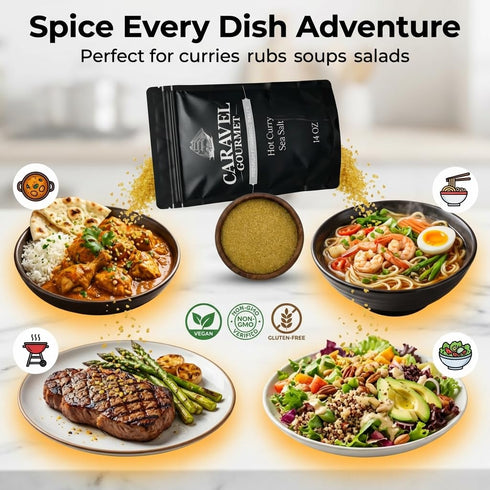 14 oz Hot Curry Sea Salt for Seasoning and Cooking Natural Salt with Curry Powder with Bold and Aromatic Blend