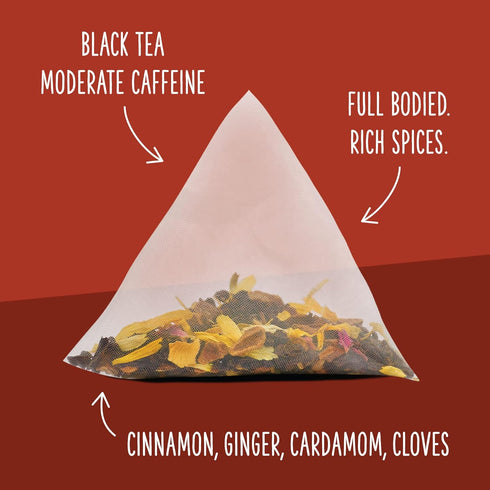 50 Count (Pack 1) Two Leaves and a Bud Organic Mountain High Chai Tea Bags, Whole Leaf Black Tea and Spices