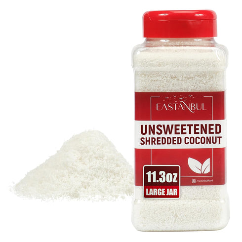 Eastanbul Shredded Coconut, 11.3oz, Unsweetened Coconut Flakes, 100% Natural Shreds, Finely Shredded,