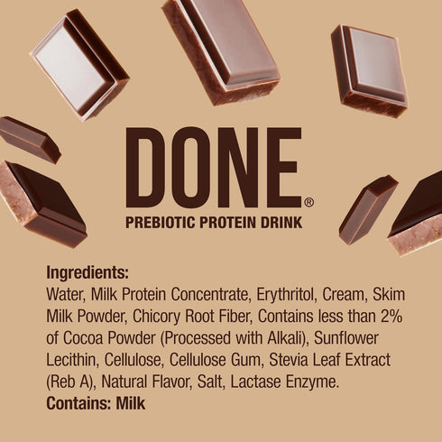 20G (8 Pack)) Done Prebiotic Protein Drink, Whey Protein, High Fiber Protein Shake With Prebiotics, Gluten Free