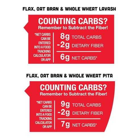 Pack, (1 Pack 3 Packages Joseph's Combo Value Flax, Oat Bran & Whole Wheat, Low Carb Pita Bread, Lavash Bread, and MINI