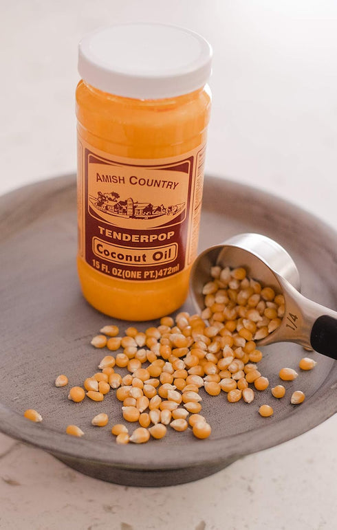 Amish Country Popcorn | Oil and Seasoning Variety Pack | Coconut Oil - 15 oz and Ballpark ButterSalt Popcorn Salt - 6 oz