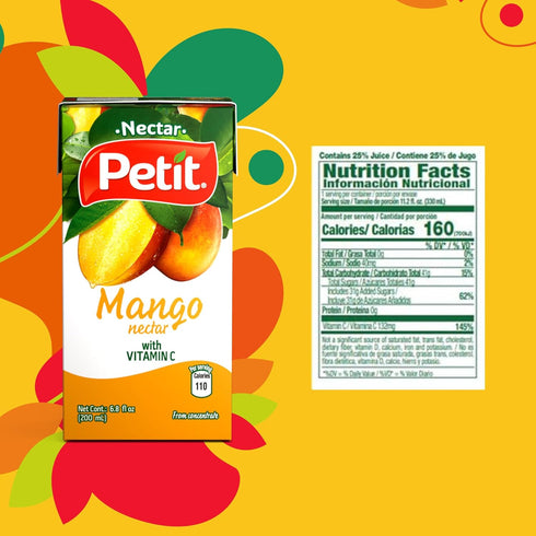 200 ml (Pack 24) Petit Mango Nectar, of Refreshing Tropical Fruit Beverage