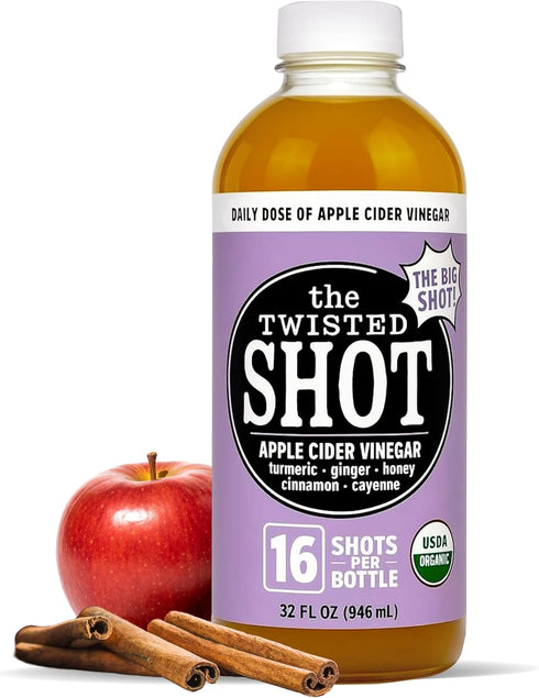 The Twisted Shot Apple Cider Vinegar Shots with Ginger, Turmeric, Honey, Cinnamon