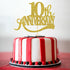 Gold Glitter 10th Anniversary Cake Topper - Happy 10th Wedding Anniversary / Birthday Party Decorations