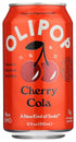 12 oz OLIPOP Prebiotic Soda Pop, Cherry Cola, Prebiotics, Botanicals, Plant Fiber, fl can