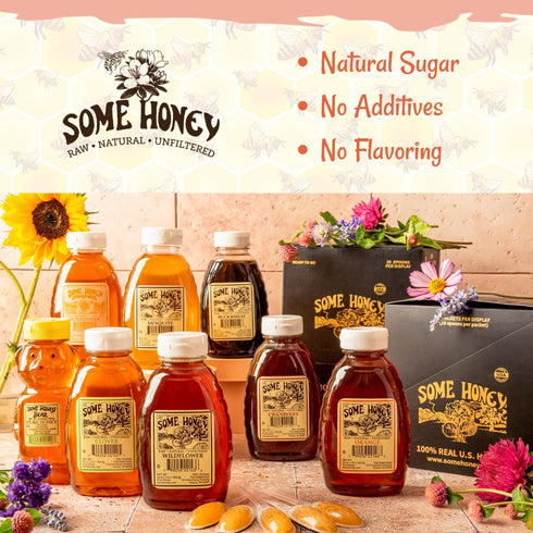 Some Honey 100% 16 oz Raw & Unfiltered Wildflower Honey Pure U.S. Honey USDA Grade A All-Natural