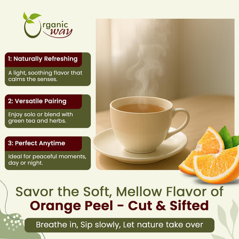 (16 Pack) Organic Way Dried Orange Peel Cut & Sifted (Citrus sinensis) - Pure, Single Ingredient Herbal Tea | Organic