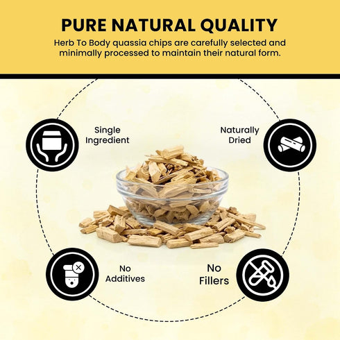 4 oz, Herb To Body Quassia Wood Chips Wildcrafted Quassia Chips for Herbal Tea Preparations and Traditional Herbal
