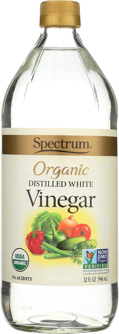 Spectrum Naturals Organic Distilled White Vinegar, Non GMO, 32 Ounce (Pack of