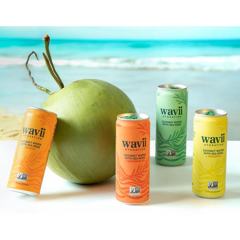 12 Pack, 11 oz Wavii Coconut Water with Sea Moss, fl Clean Hydration with Electrolytes and Ocean-Derived Trace