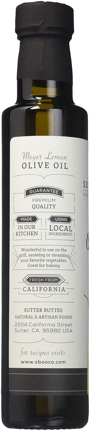 Sutter Buttes (250 ml Extra Virgin Olive Oil - Meyer Lemon Infused bottle) Handcrafted, Artisan Gourmet EVOO Cold