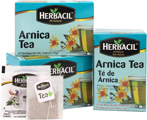 3-pack 25 (75 0.88 oz Herbacil Arnica Herbal Tea, Herbal Blend, Caffeine-Free, All Natural, of bags per box Tea Bags)