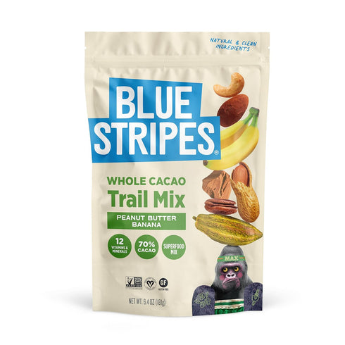 Blue Stripes - Trail Mix, Peanut Butter Banana, Cashews, Peanut Butter Chips,