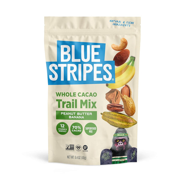 Blue Stripes - Trail Mix, Peanut Butter Banana, Cashews, Peanut Butter Chips,