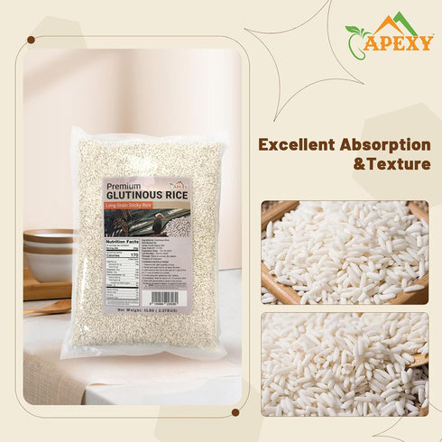 APEXY 10 lb Premium Long Grain Sweet Rice Glutinous Sticky Rice, Non-GMO | Perfect for Asian Desserts, Sushi, Dumplings