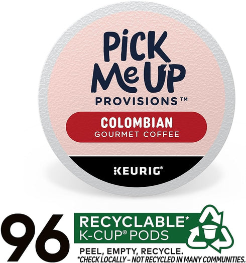 Pick Me Up Provisions 96 Count 100% Single-Serve Coffee Capsules & Pods Colombian Medium Roast K-Cup Compatible Single