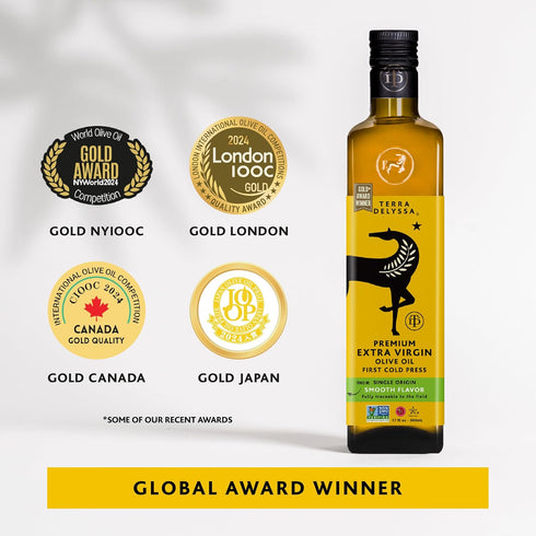500 ML (17 oz) 1 Pack, (1) Terra Delyssa First Cold Pressed Extra Virgin Olive Oil, Single Sourced, fl. Dark Glass