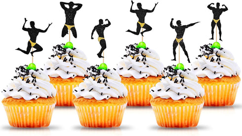 36 PCS Male Dancers Beefcake Cupcake Toppers - Bachelorette Decoration Supplies