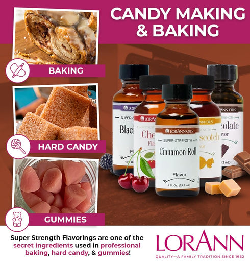 LorAnn Oils Super Strength Flavoring, Cinnamon Roll, 1 fl oz, for Candy Making