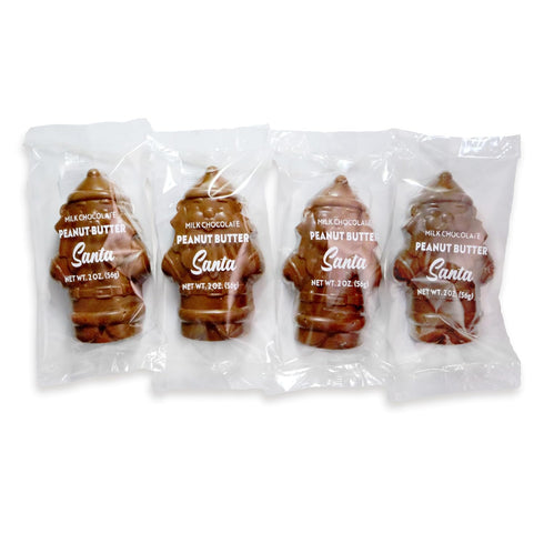 2oz 8 Pack Milk Chocolate Peanut Butter Santa - Holiday Candy - Creamy Milk Chocolate Filled with Smooth Peanut Butter