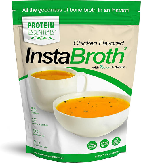 InstaBroth Bone Broth Powder, Grass Fed, Pasture Raised Collagen, 12g Protein, 6.4oz (Chicken Flavor)
