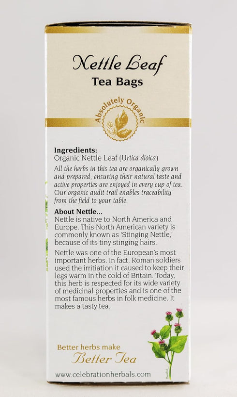 Celebration Herbals Organic Nettle Leaf Tea, Caffeine Free, Feuilles D'ortie - 24 Herbal Tea Bags