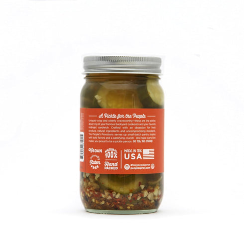 16oz (3-pack) The People's Provisions - Spicy Garlic Pickles - Crunchy, Spicy, Thick Cut Spicy Garlic Pickle Chips